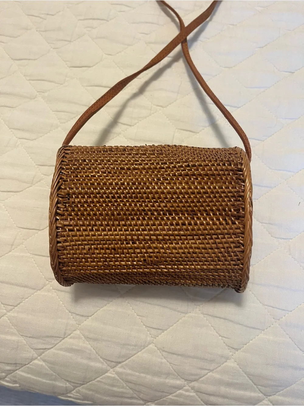 Bembien Woven Straw Crossbody Bag - Tan